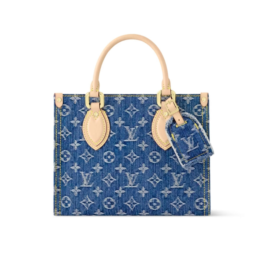 Louis Vuitton Onthego Lv Monogram Denim Tote Bag Light Blue 25Cm