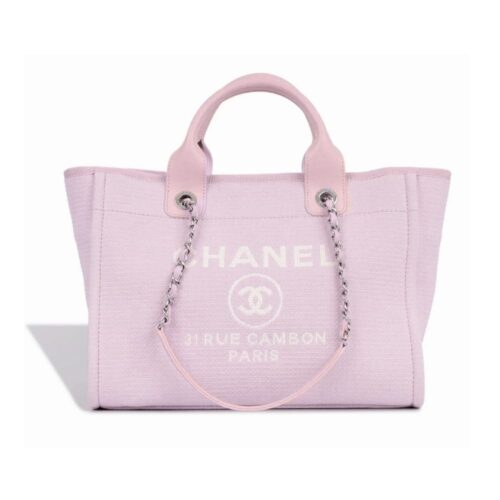 Chanel Small Deauville Shopping Tote Bag Mixed Fibers Pink 33Cm AS3257 B07300 NH622