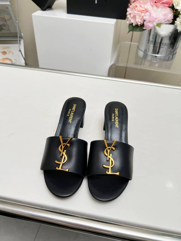 Alternative view of Saint Laurent Slide Sandals Heeled Black