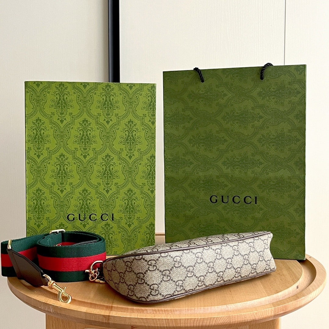 Gucci Ophidia Small Shoulder Bag Beige And Dark Brown 25Cm 735132 FABLE 9442 - Image 5