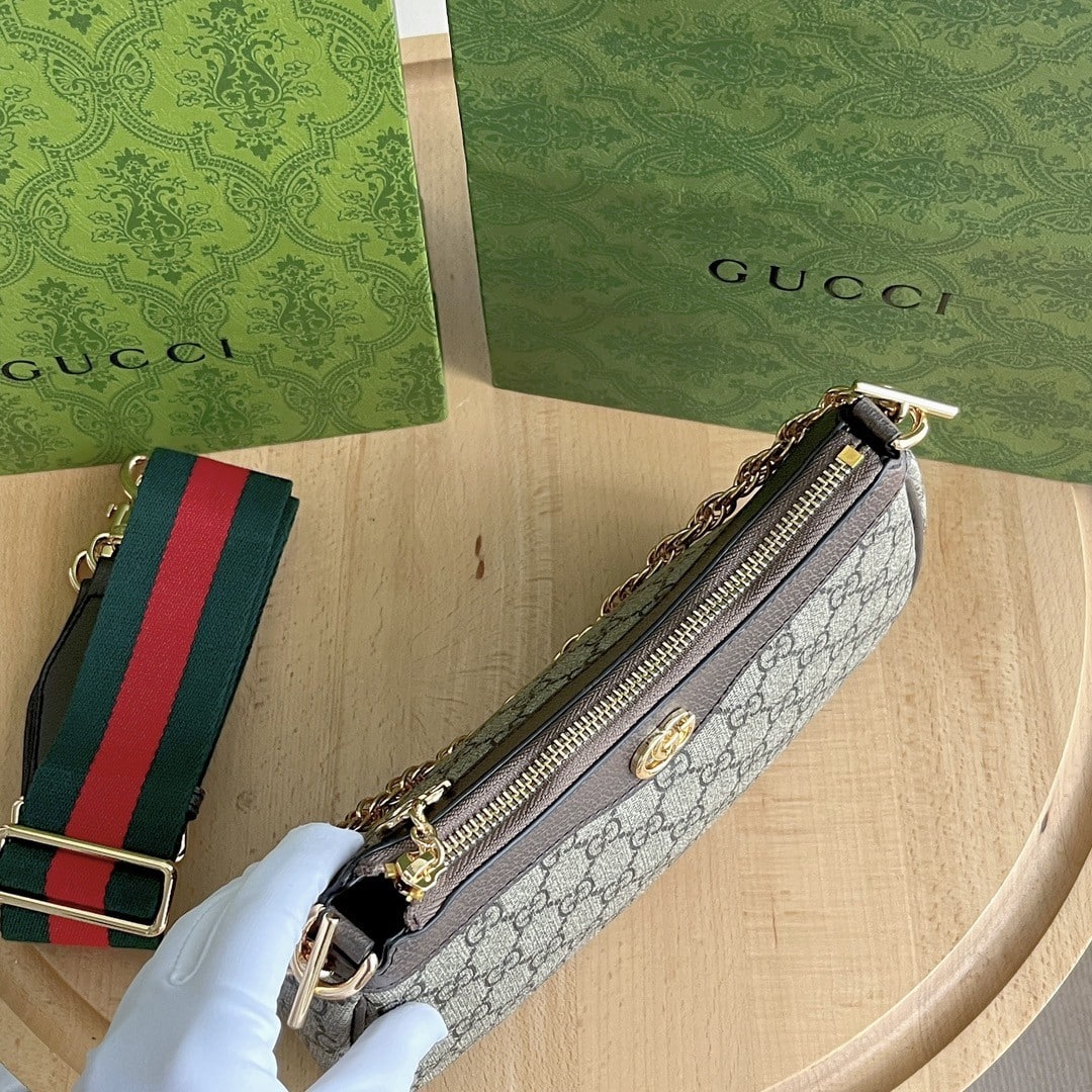 Gucci Ophidia Small Shoulder Bag Beige And Dark Brown 25Cm 735132 FABLE 9442 - Image 6