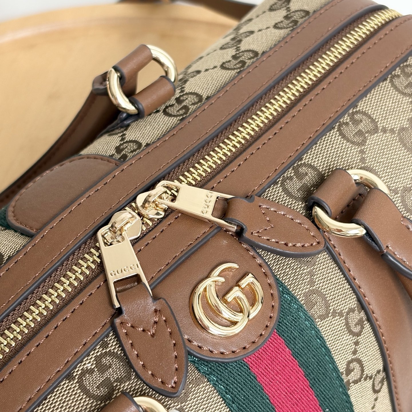 Gucci Ophidia Medium Boston Bag Beige And Brown GG Canvas 30Cm 857595 FAFUF 9870 - Image 6
