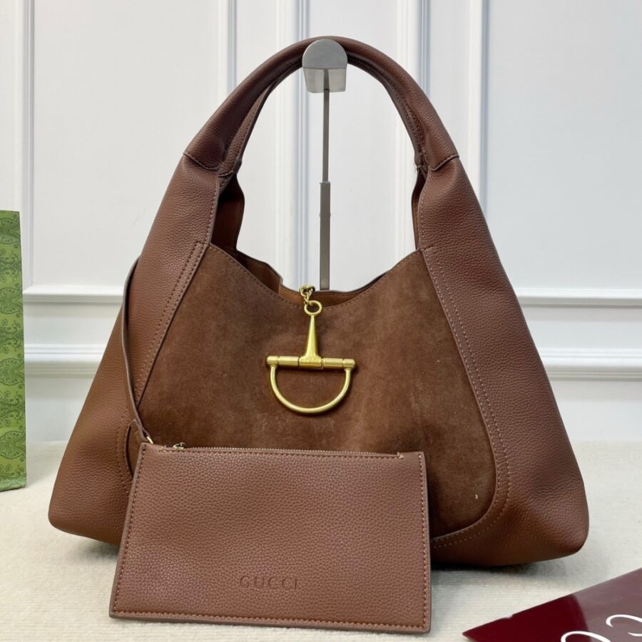 Alternative view of Gucci Softbit Maxi Suede Shoulder Bag Brown 42Cm