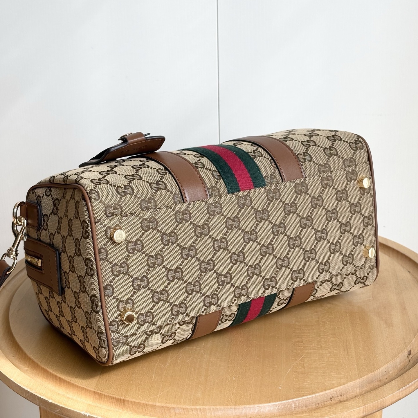 Gucci Ophidia Medium Boston Bag Beige And Brown GG Canvas 30Cm 857595 FAFUF 9870 - Image 7