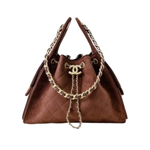 Chanel 25 Small Handbag Gold Tone Metal Brown 26Cm As5293 B18799 U3950