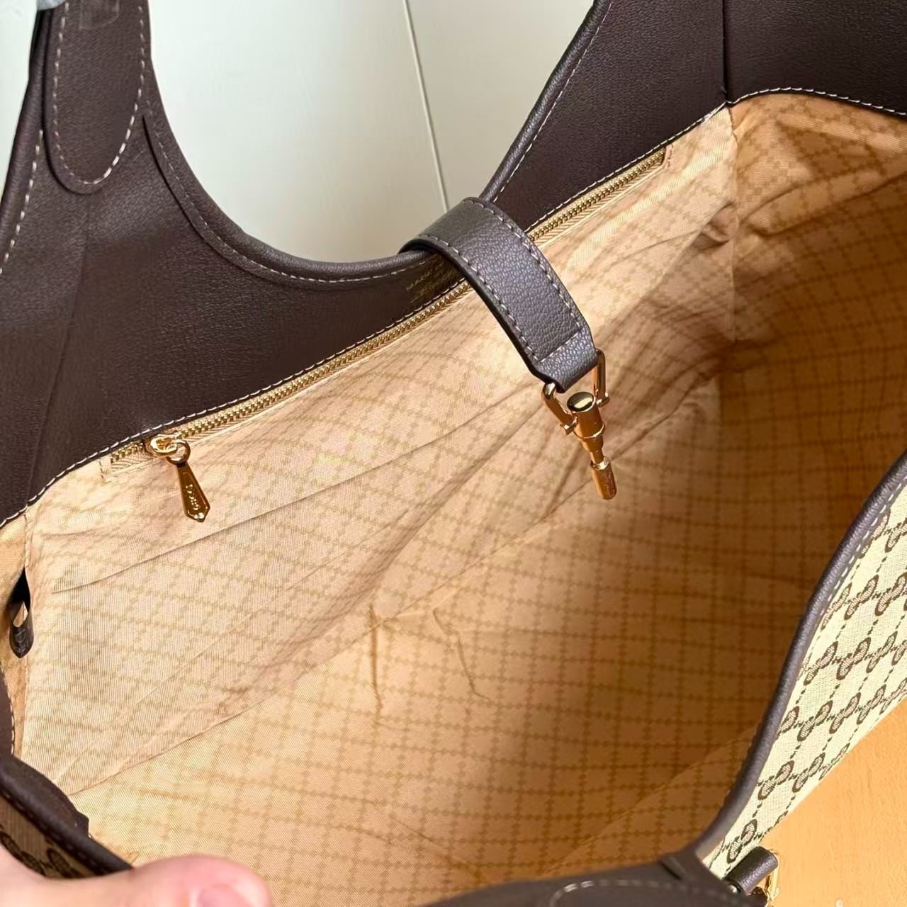 Gucci Mercato Medium Tote Bag Sand And Brown GG Canvas 35cm 866645 FAFV2 9651 - Image 6