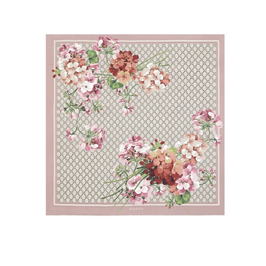 Gucci Gg Blooms Foulard Scarf Light Pink