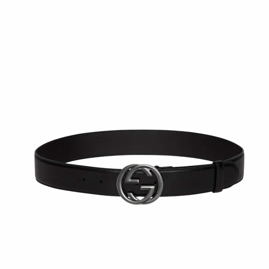 Gucci Belt With Interlocking G Buckle Black Leather 774153 0Ya0V 1000