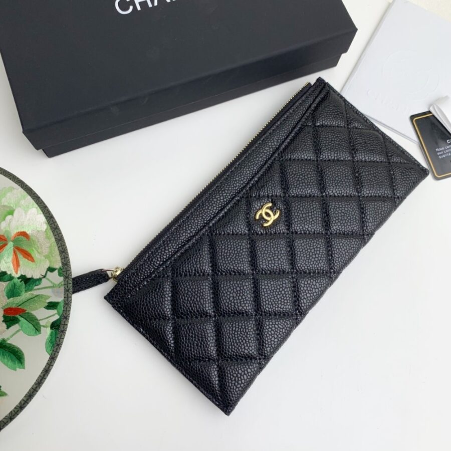 Alternative view of Chanel Classic Zip Pouch Caviar Wallet Black 22Cm