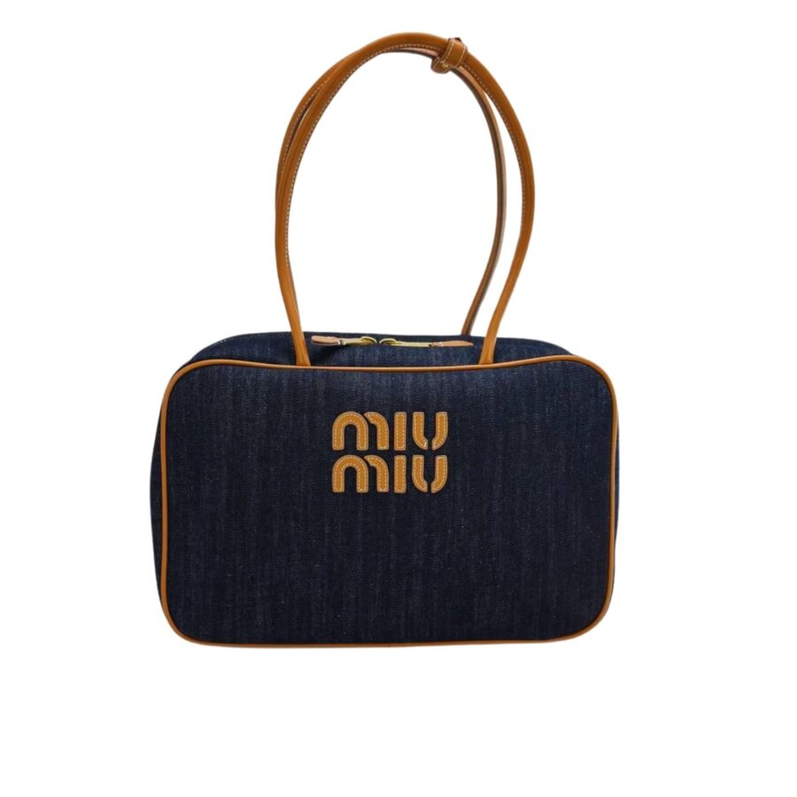 Miumiu Beau Denim Top Handle Bag Blue 35Cm