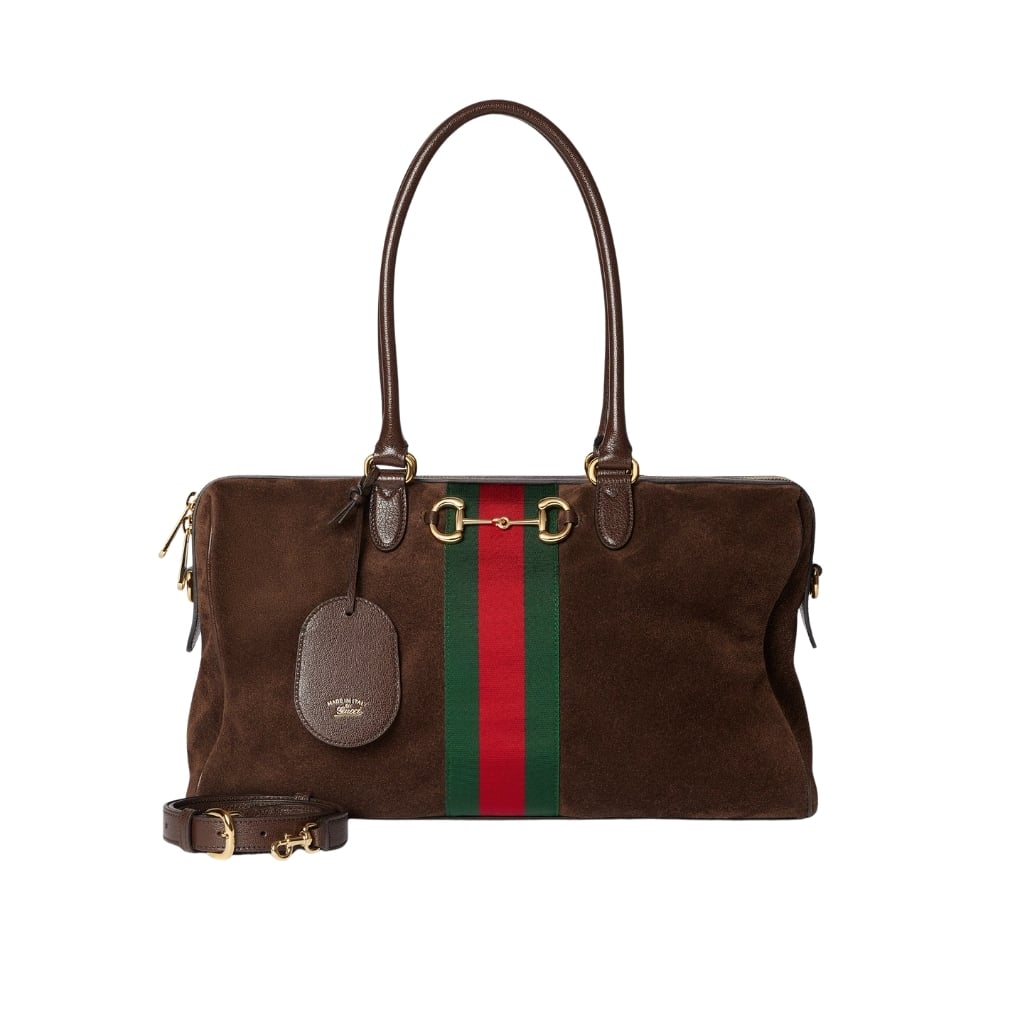 Gucci Borsetto Large Boston Bag Suede Leather Dark Brown 38Cm 866734 AAGIR 2146