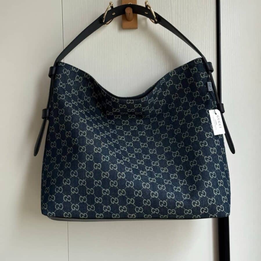 Alternative view of Gucci Beatrix Large Tote Bag Blue And White Gg Denim 40Cm