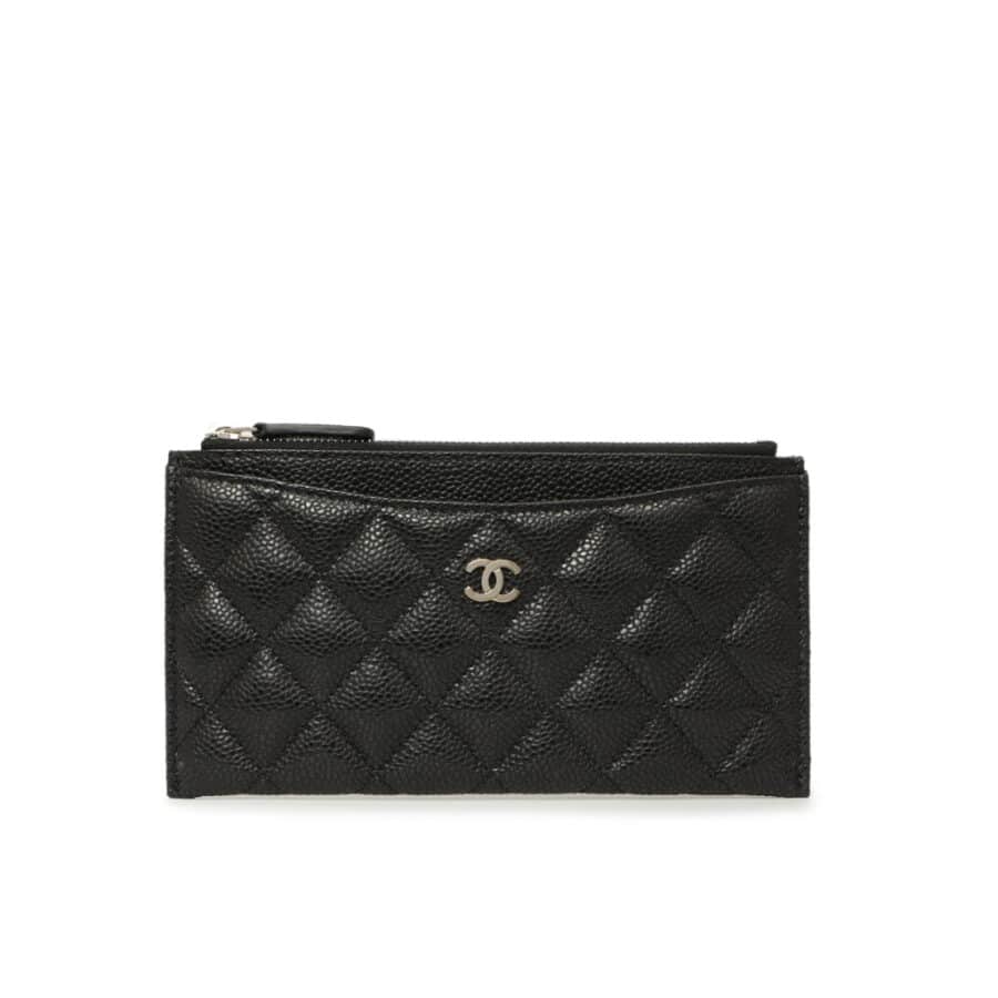 Chanel Classic Zip Pouch Caviar Wallet Black 22Cm