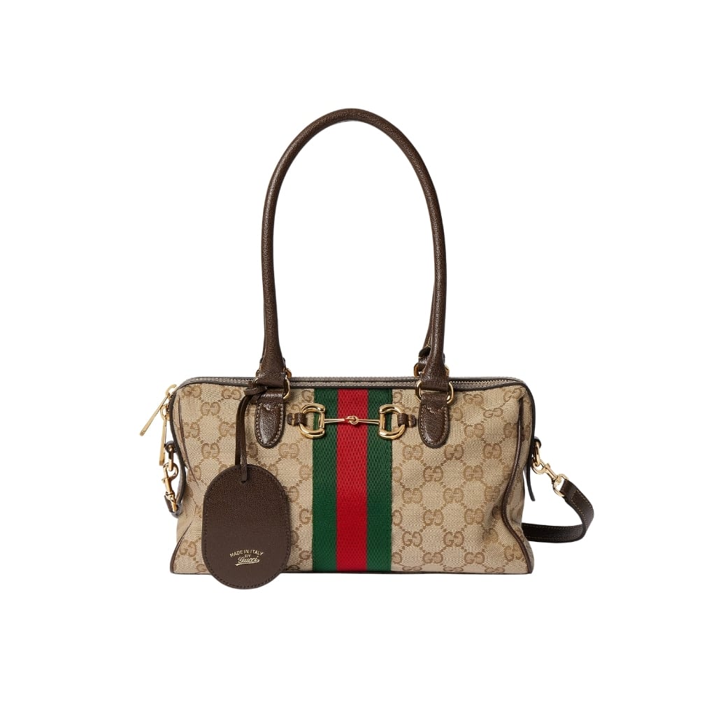Gucci Borsetto Medium Boston Bag GG Canvas Sand And Brown 28Cm 866732 FAFV9 9653