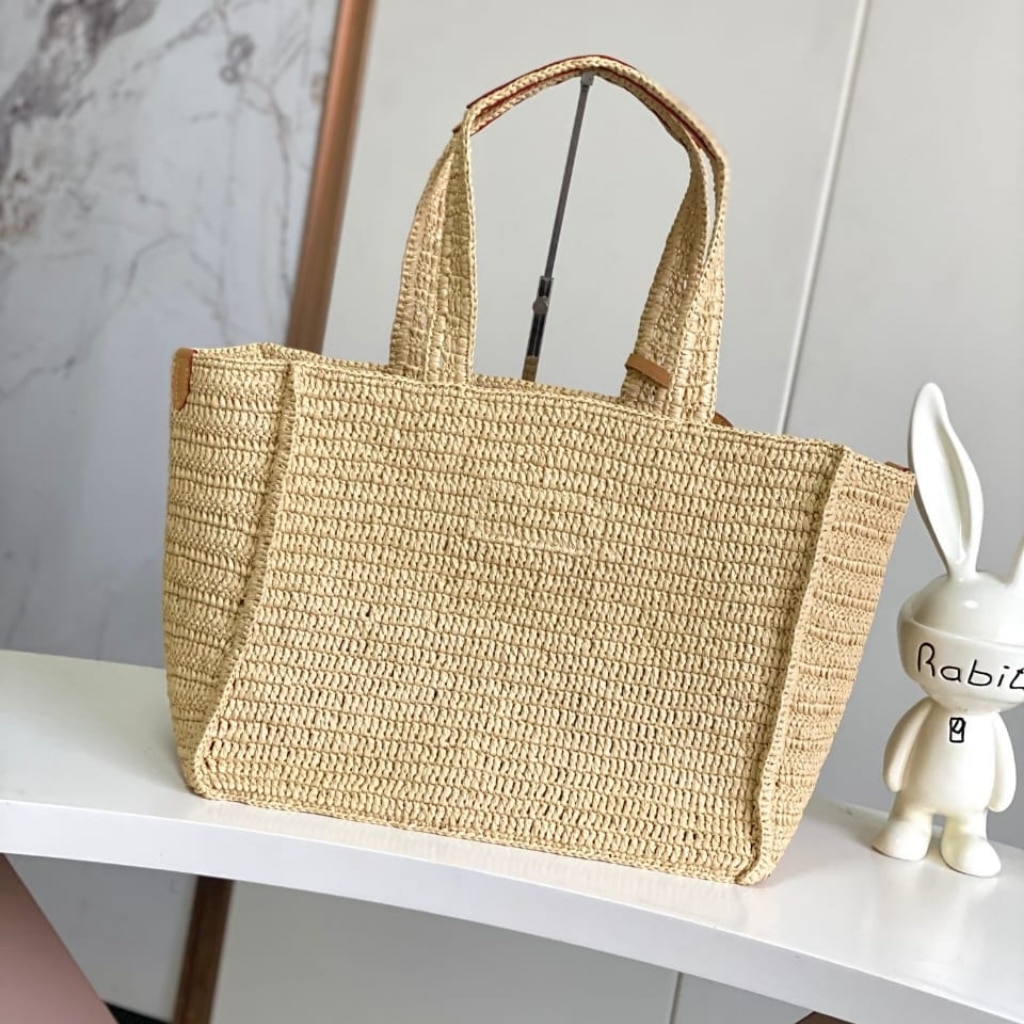 Louis Vuitton Summer Shopper Tote MM Raffia Natural Beige 44cm M14458 - Image 4
