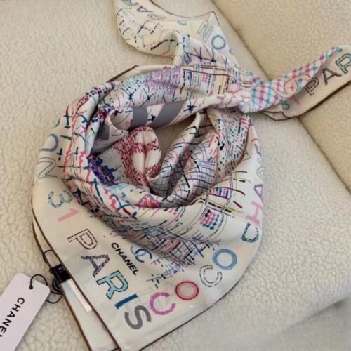 Alternative view of Chanel Square Scarf Silk Twill Multicolor In Ecru 90Cm Aa8619 B09320 Nk635