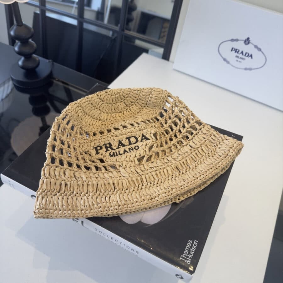 Alternative view of Prada Crochet Bucket Hat Raffia Natural 2HC137 2A2T F0018