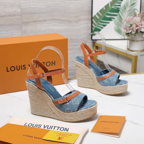 Alternative view of Louis Vuitton Helios Wedge Sandal Denim Blue 1Acizj