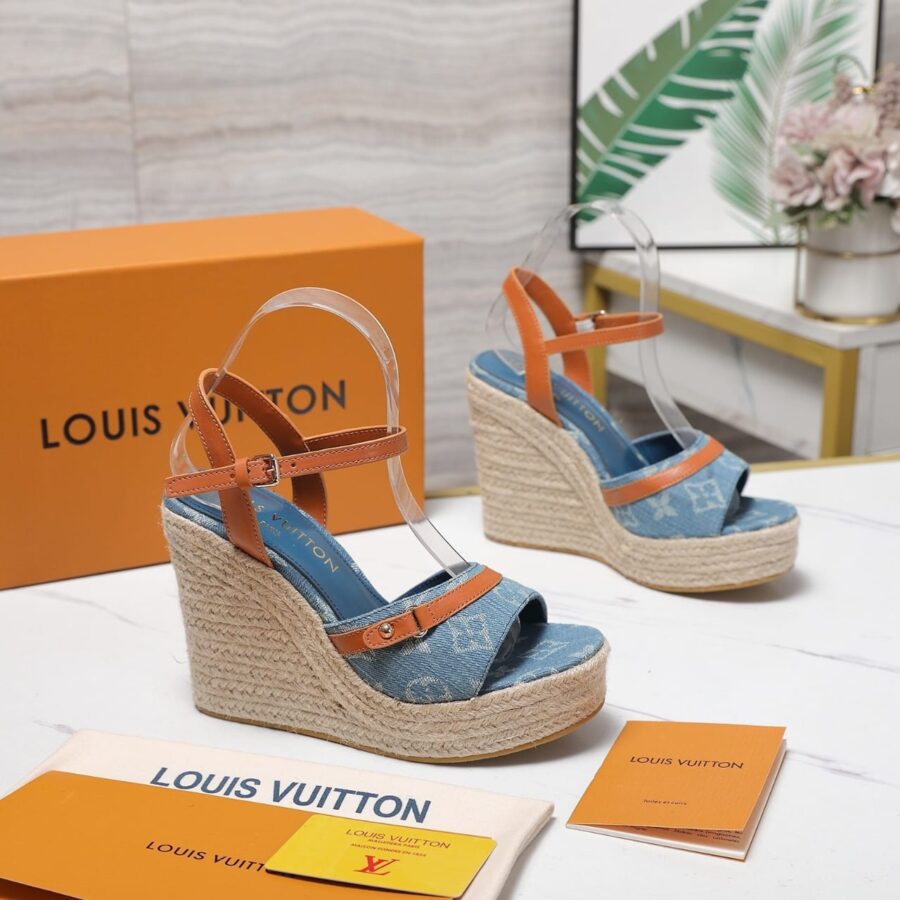 Alternative view of Louis Vuitton Helios Wedge Sandal Denim Blue 1Acizj