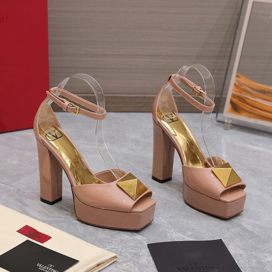 Alternative view of Valentino Garavani Open Toe Pump One Stud Platform Patent Leather Rose Cannelle 1W2S0EA3LAF GF9