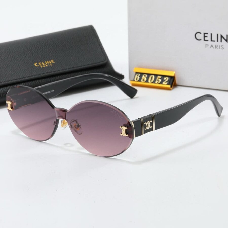 Alternative view of Celine Tortoise Luxe Oval Rimless Sunglasses Purple Rose