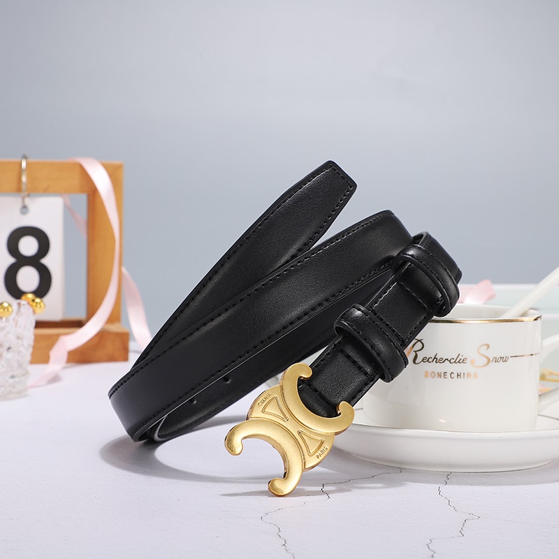 Alternative view of Celine Medium Triomphe Belt In Taurillon Leather Black 25Mm 45Ak93A01 38No