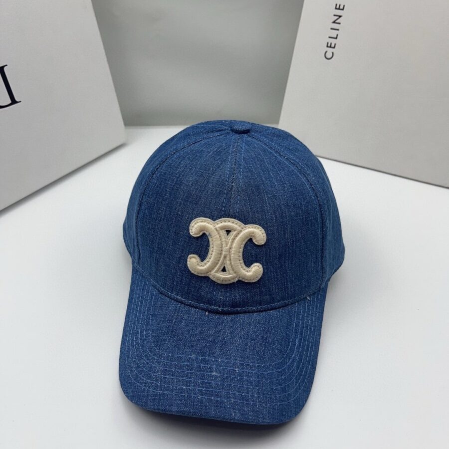 Alternative view of Celine Triomphe Baseball Cap Wash Dark Denim Blue