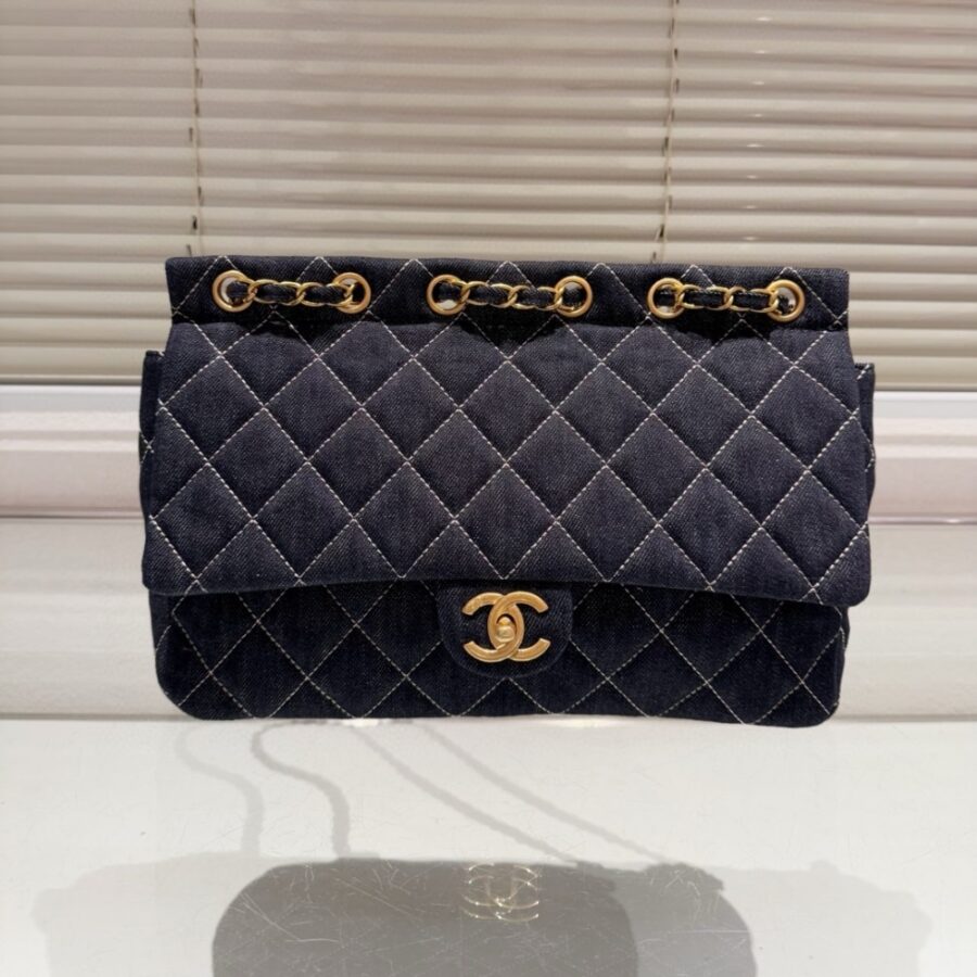 Alternative view of Chanel Classic Flap Bag In Denim Dark Blue 30Cm