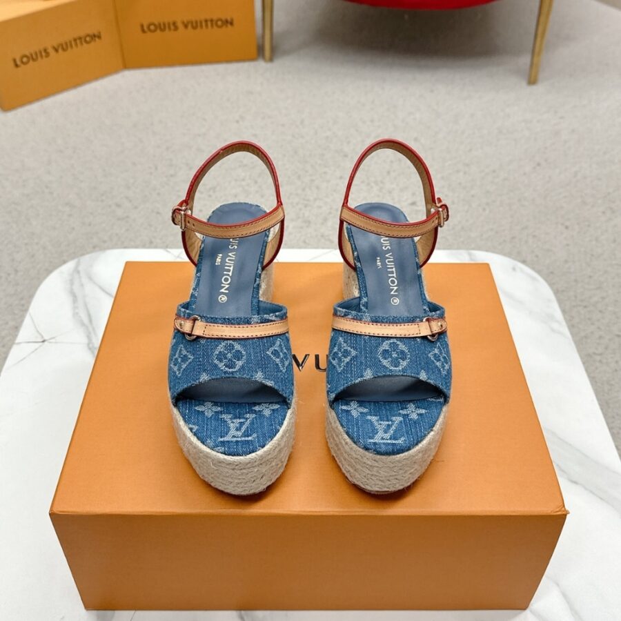 Alternative view of Louis Vuitton Helios Wedge Sandal Denim Blue 1Acizj