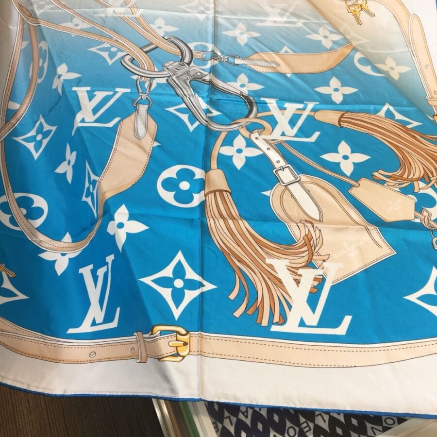 Alternative view of Louis Vuitton Monogram Gradient Square Scarf In Blue 90Cm M76777