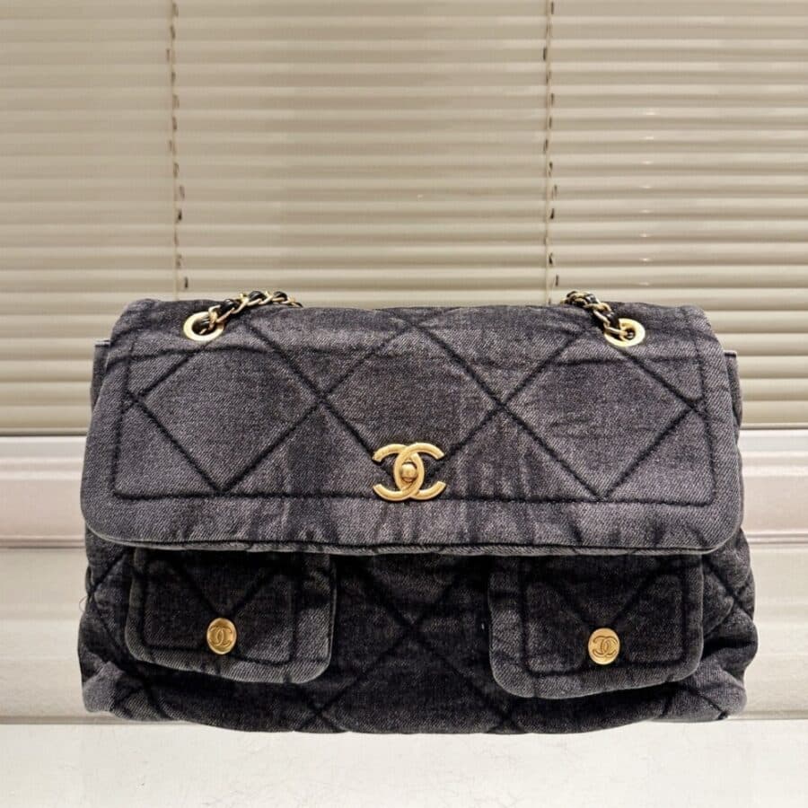 Alternative view of Chanel Maxi Flapbag Washed Denim And Gold Tone Metal Black 30Cm As5727 B22144 94305