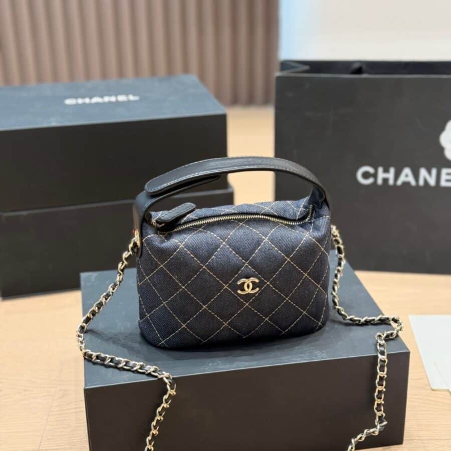 Alternative view of Chanel Mini Clutch With Shoulder Strap Denim Dark Blue 17cm