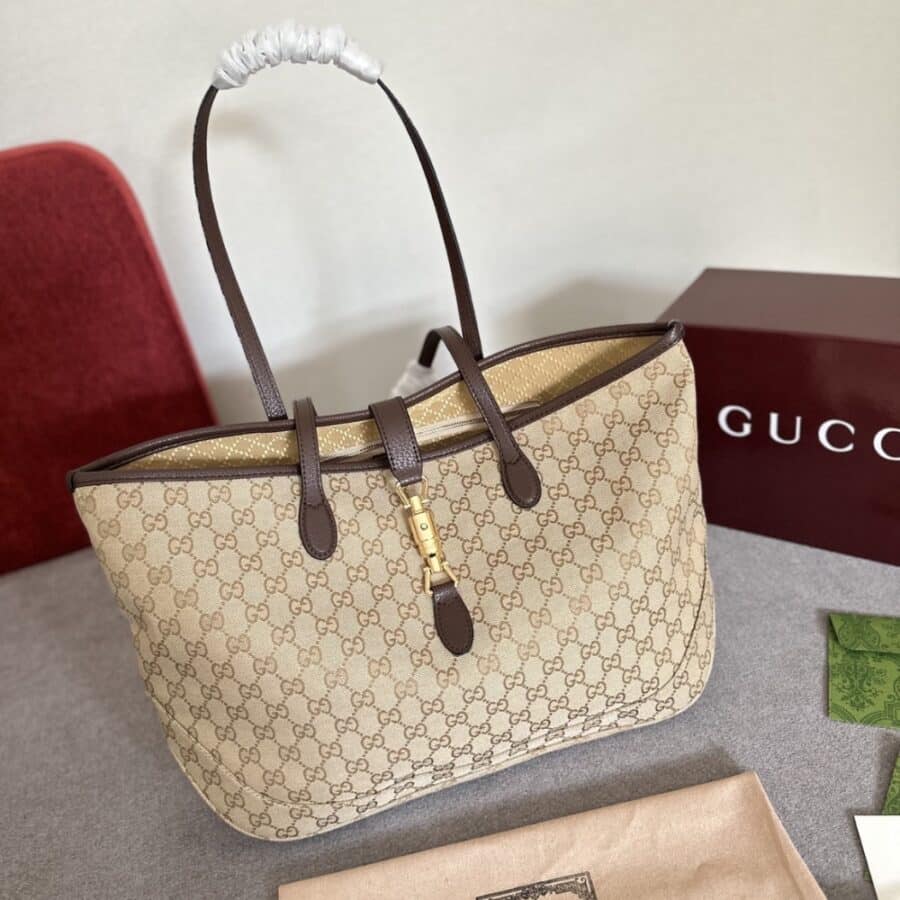 Alternative view of Gucci Jackie Large Tote Bag Sand And Dark Brown 45Cm 867014 FAFV2 9651