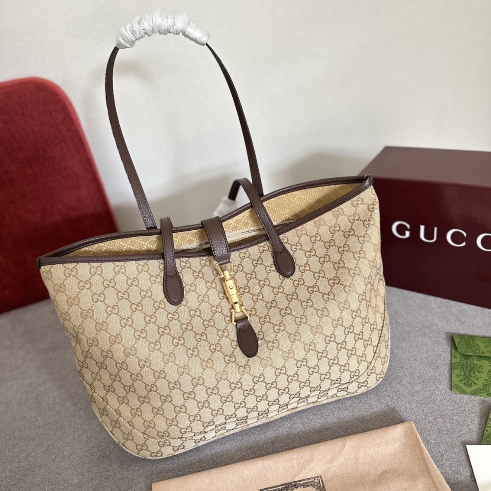 Gucci Jackie Large Tote Bag Sand And Dark Brown 45Cm 867014 FAFV2 9651 - Image 2