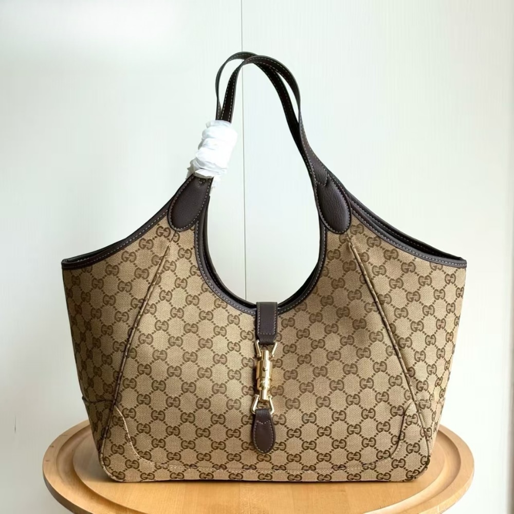 Gucci Mercato Medium Tote Bag Sand And Brown GG Canvas 35cm 866645 FAFV2 9651 - Image 2