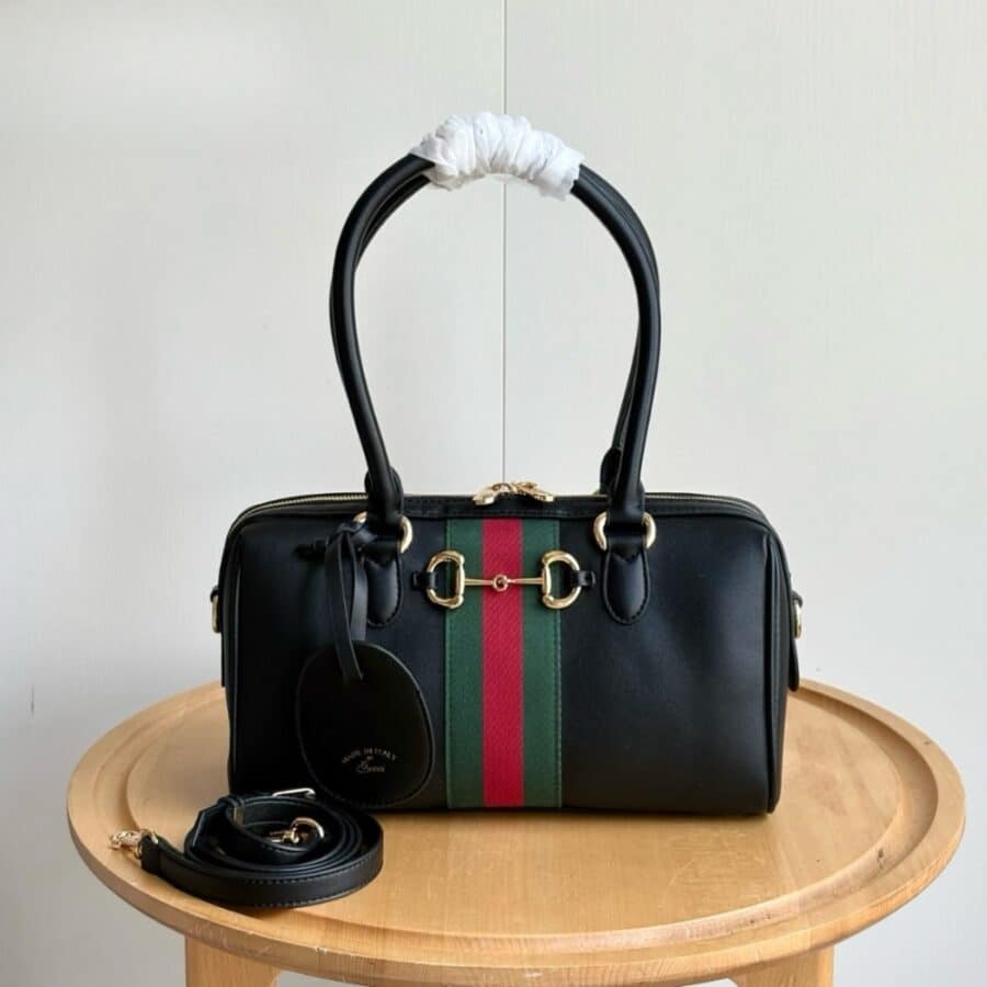 Alternative view of Gucci Borsetto Medium Boston Bag Black Leather 28cm 866732 AAGIQ 1053