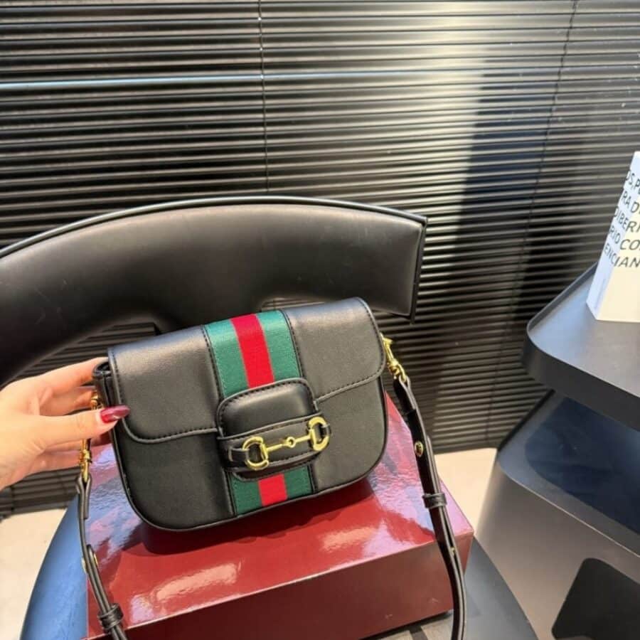 Alternative view of Gucci Horsebit 1955 Small Shoulder Bag Black Leather 21cm 866762 AAGIQ 1053