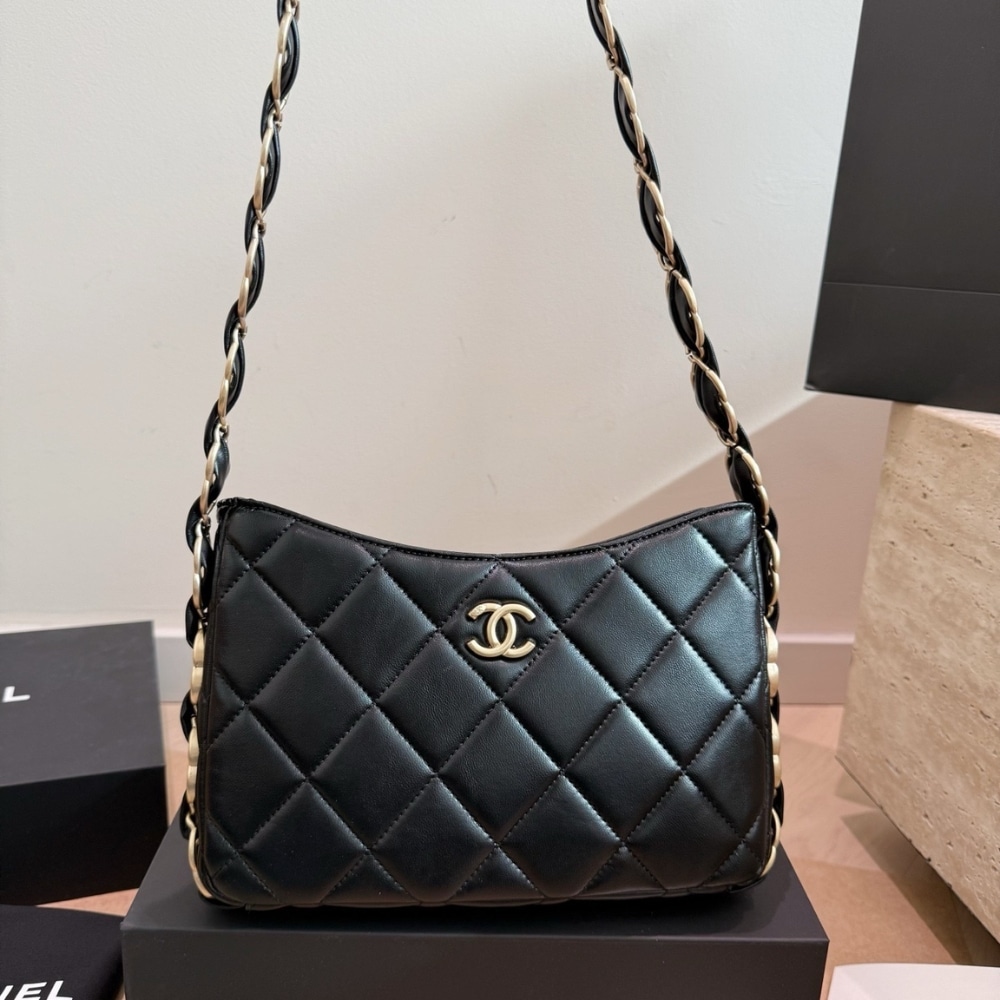 Chanel Hobo Handbag Gold Tone Hardware Black 24Cm AS5177 B18293 94305 - Image 2