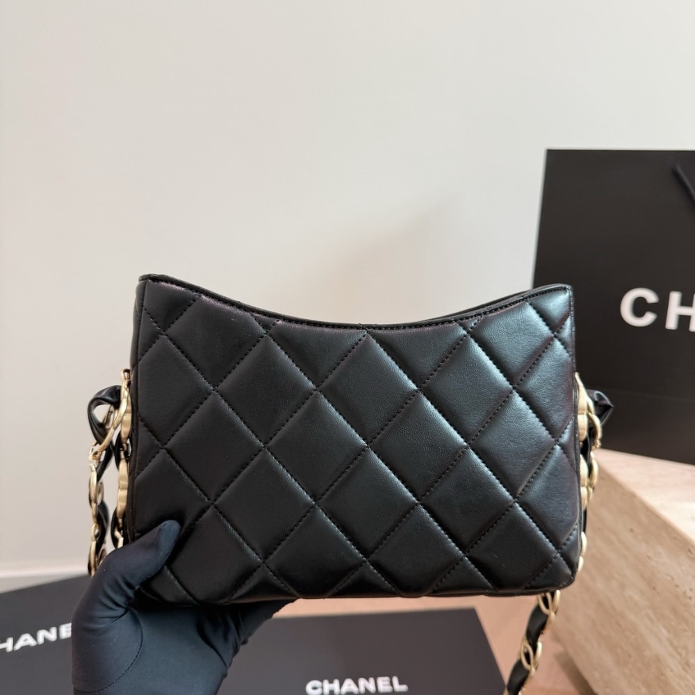Chanel Hobo Handbag Gold Tone Hardware Black 24Cm AS5177 B18293 94305 - Image 6