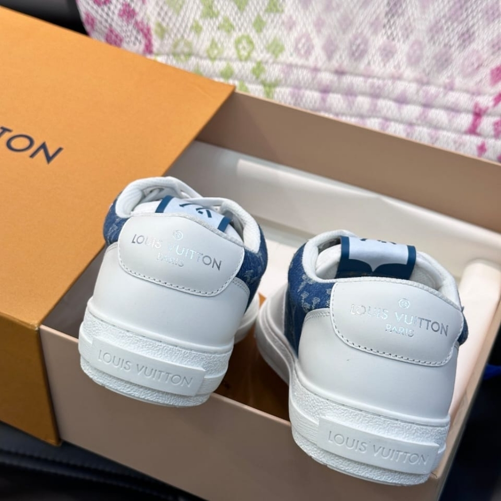 Louis Vuitton Charlie Trainers Monogram Denim White Blue 1AAW2G - Image 6