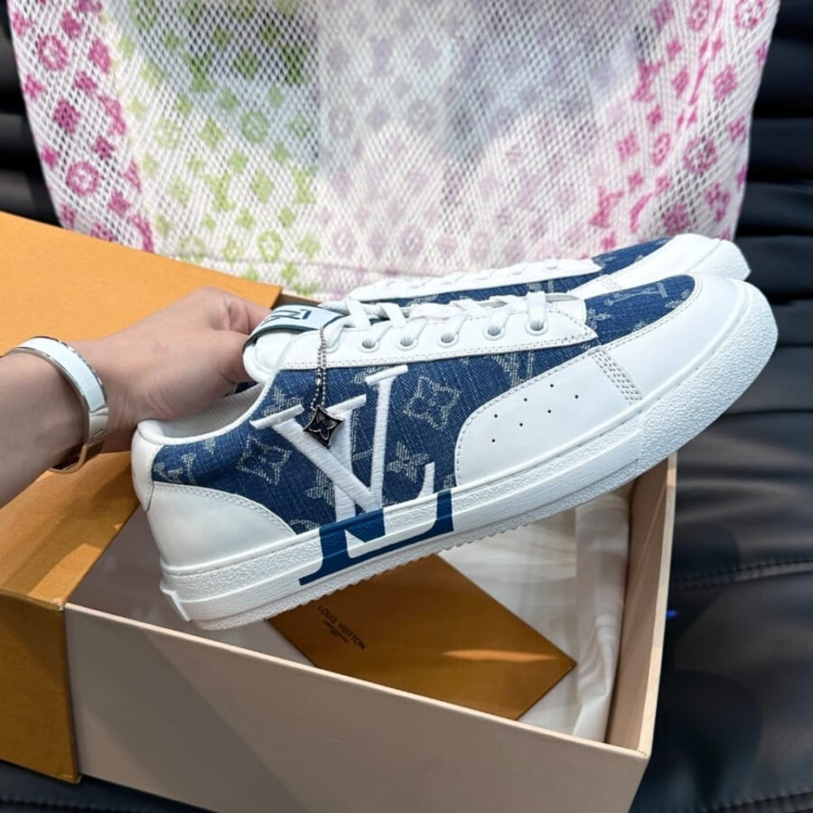 Alternative view of Louis Vuitton Charlie Trainers Monogram Denim White Blue 1AAW2G