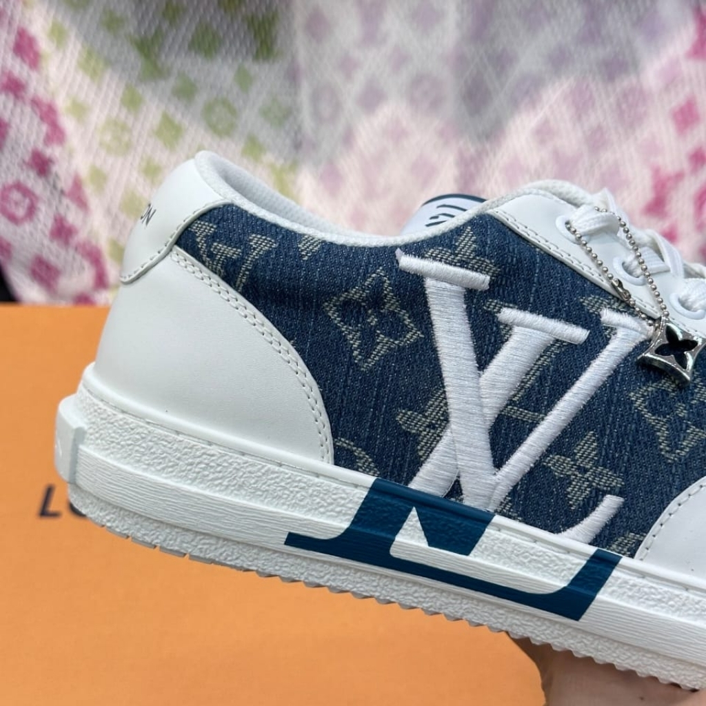 Louis Vuitton Charlie Trainers Monogram Denim White Blue 1AAW2G - Image 8