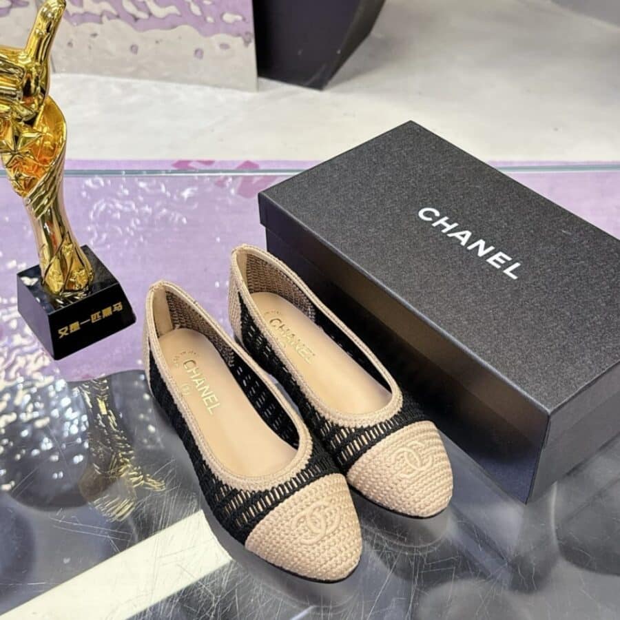 Alternative view of Chanel Ballet Flats Raffia Black And Beige G46352 B19806 NAFBB