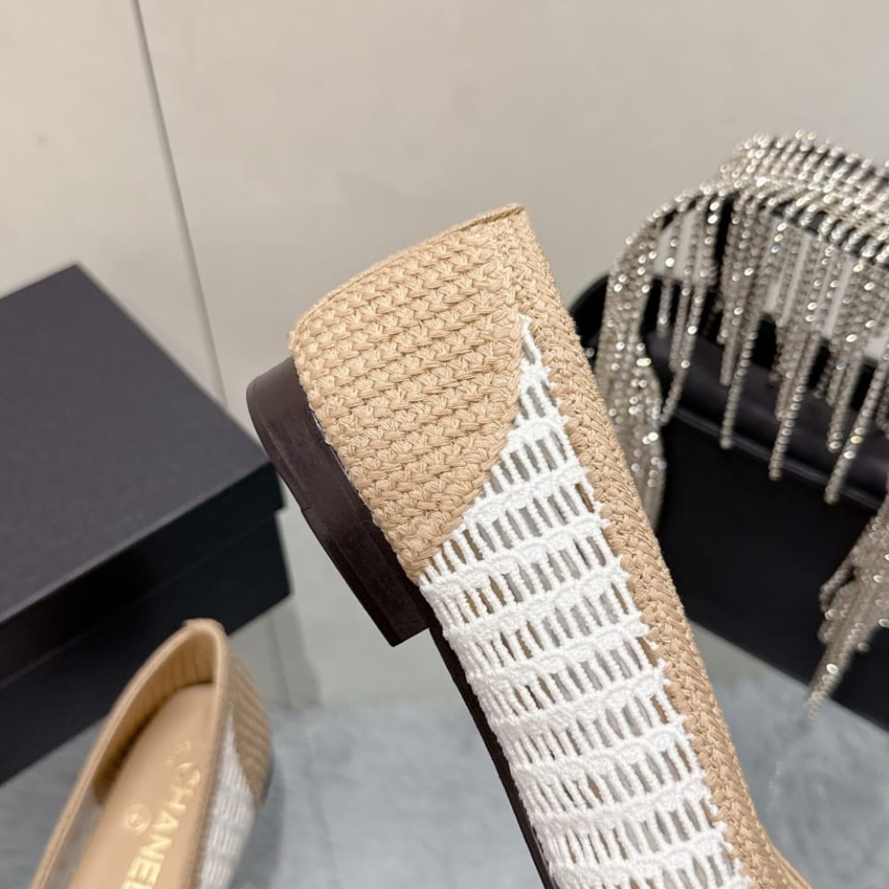 Chanel Ballet Flats Raffia White And Beige G46352 B19806 NAFBO - Image 5
