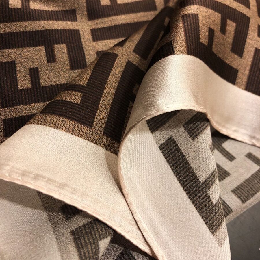 Alternative view of Fendi Ff Motif Silk Square Scarf Brown Beige