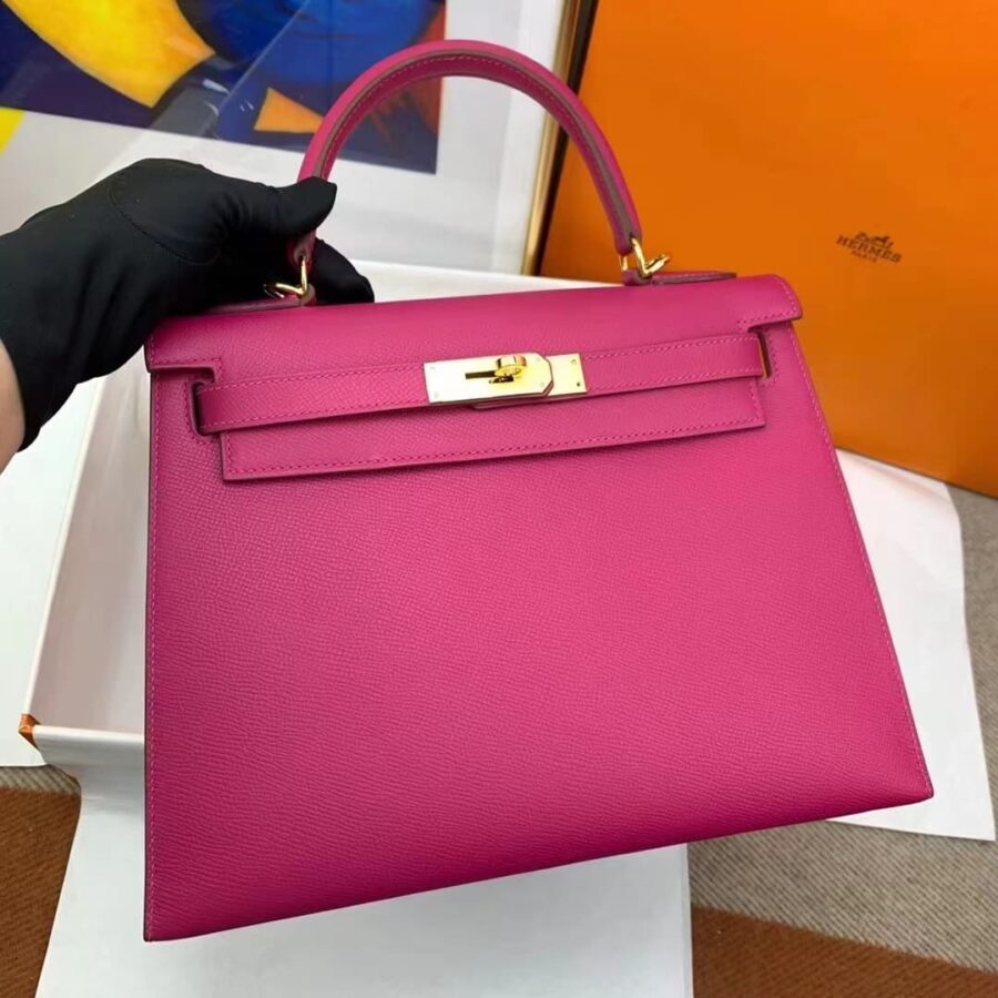 Alternative view of Hermes Kelly 25 Epsom Dark Pink Gold Hardware 25Cm