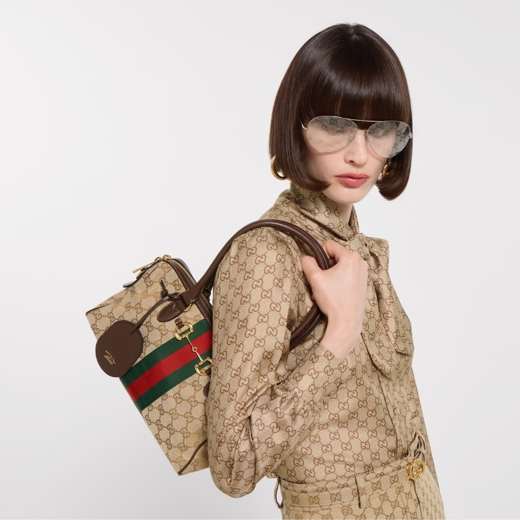 Gucci Borsetto Medium Boston Bag GG Canvas Sand And Brown 28Cm 866732 FAFV9 9653 - Image 7