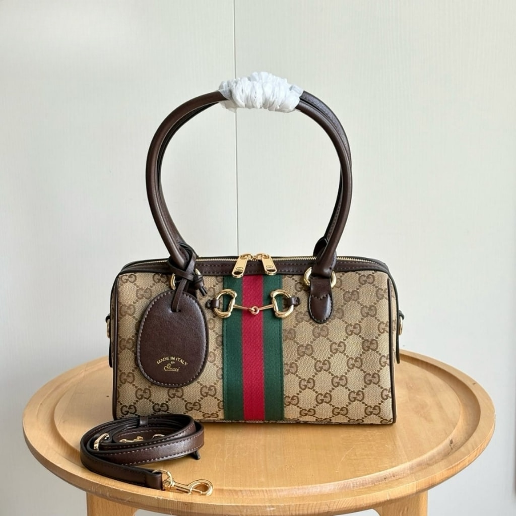 Gucci Borsetto Medium Boston Bag GG Canvas Sand And Brown 28Cm 866732 FAFV9 9653 - Image 2