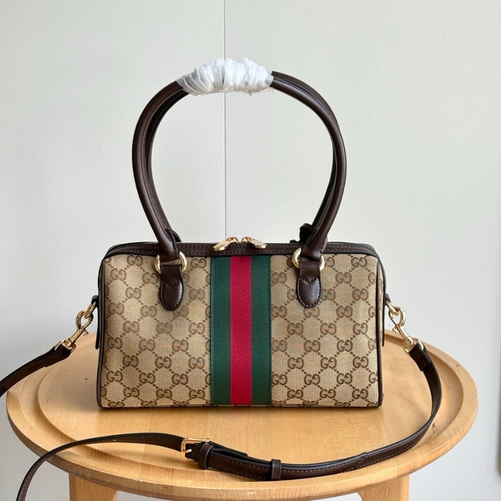 Gucci Borsetto Medium Boston Bag GG Canvas Sand And Brown 28Cm 866732 FAFV9 9653 - Image 3