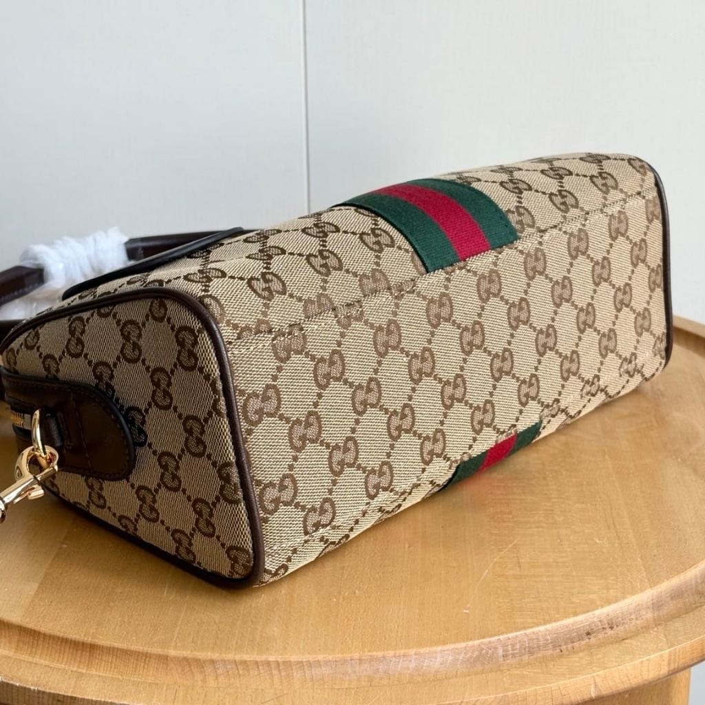 Gucci Borsetto Medium Boston Bag GG Canvas Sand And Brown 28Cm 866732 FAFV9 9653 - Image 5